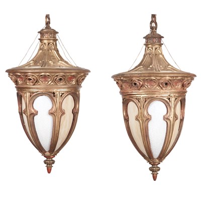 Lot 496 - Pair of Gothic Style Painted Wood Hall...