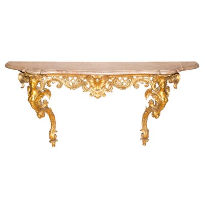 Lot 107 - Louis XV Style Carved and Giltwood Console The...
