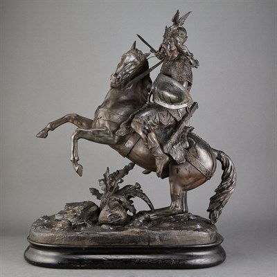 Lot 279 - Pair of Patinated-Spelter Figures of Viking...