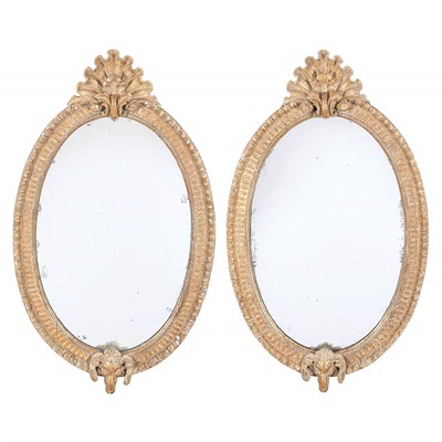 Lot 384 - Pair of George III Style Giltwood Pier Mirrors...
