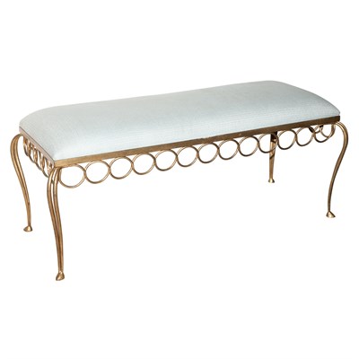 Lot 245 - Art Moderne Style Gilt-Metal Upholstered Bench...