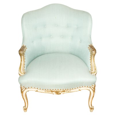 Lot 272 - Louis XV Style Painted Wood Upholstered Fauteuil