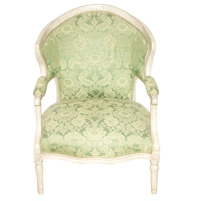 Lot 162 - Provincial Louis XV Style Painted Wing Back...
