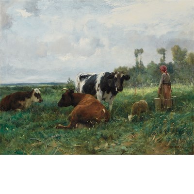 Lot 4 - Julien Dupre French, 1851-1910 Paysage avec...