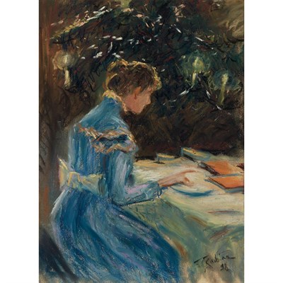 Lot 14 - Franz Skarbina German, 1849-1910 Young Woman...
