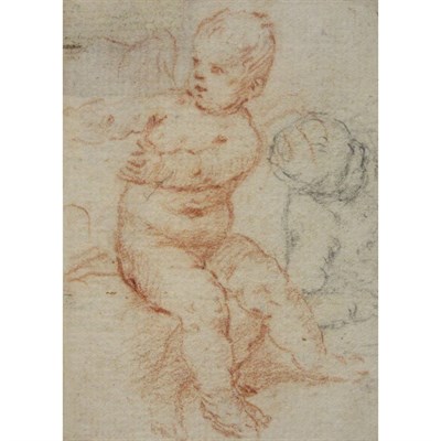 Lot 30 - Attributed to Simone Cantarini Two Putti Red...