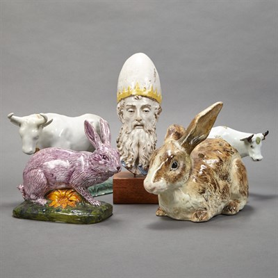 Lot 271 - Two Chinese Export Porcelain Figures of Cows...