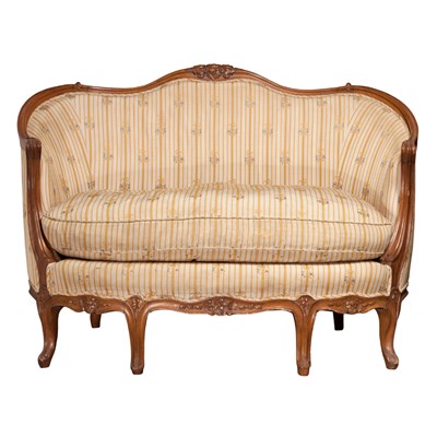 Lot 234 - Louis XV Style Upholstered Fruitwood Settee...
