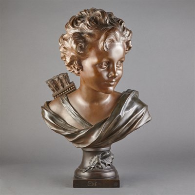 Lot 375 - Bronze Bust of Cupid After a model by A....