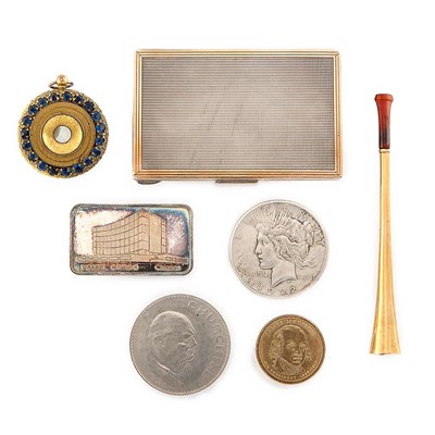 Lot 1474 - Group of Coins, Cigarette Holders, Sterling Silver Cases and Assorted Metal Items