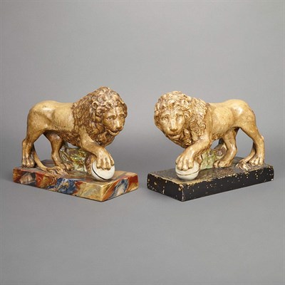 Lot 163 - Associated Pair of Staffordshire Polychrome...