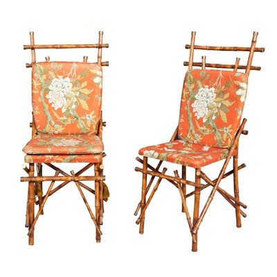 Lot 124 - Set of Eight Faux Bamboo Chairs Including two...
