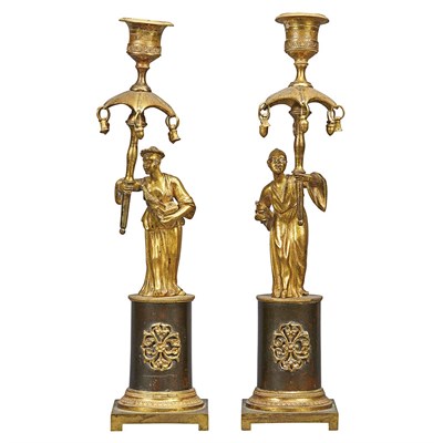 Lot 173 - Pair of Regency Gilt and Patinated-Bronze...
