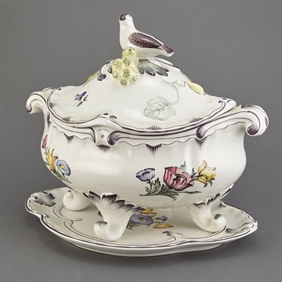 Lot 327 - French Faience Covered Tureen on Stand Length...