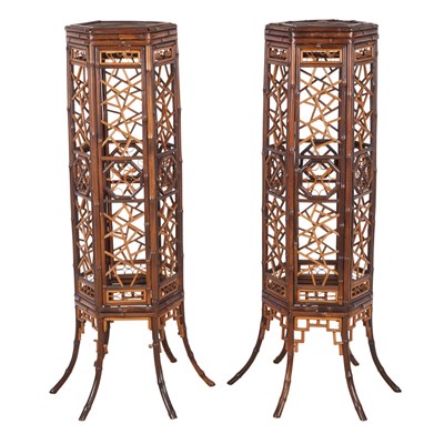 Lot 148 - Pair of Chinese Export Bamboo and Stained...