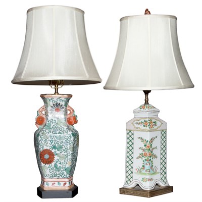Lot 322 - Two Chinese Style Porcelain Lamps Height of...