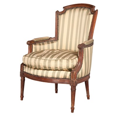 Lot 321 - Louis XVI Beechwood Bergere en Cabriolet Last...