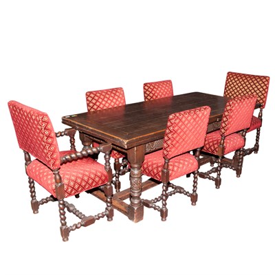 Lot 456 - Baroque Style Dark Stained Oak Draw Leaf...