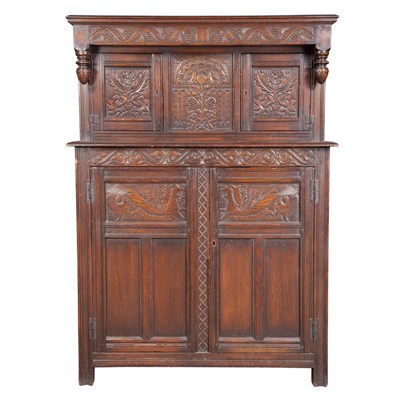 Lot 477 - Baroque Style Dark Stained Oak Side Cabinet...