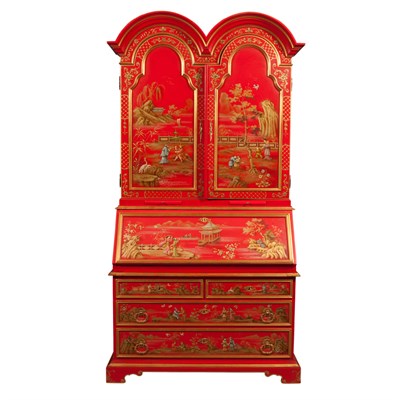Lot 229 - George II Style Chinoiserie Decorated Red...