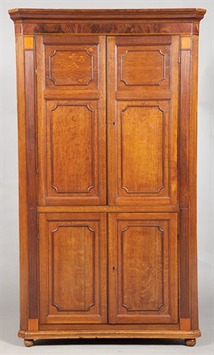 Lot 135 - George III Oak, Mahogany and Satinwood Corner...