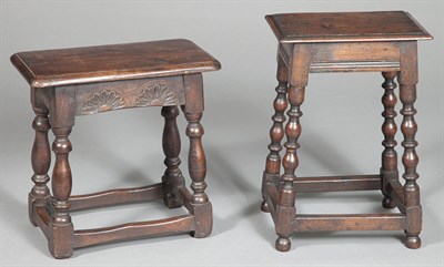 Lot 134 - Two Jacobean Style Oak Joint Stools Height of...