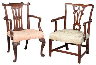 Lot 248 - George II Mahogany Open Armchair;Together with...