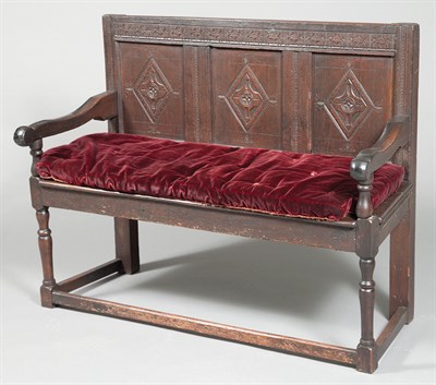 Lot 133 - Jacobean Carved Oak Settee Height 39 inches,...