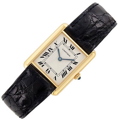 Lot 93 - Gold 'Tank' Wristwatch, Cartier