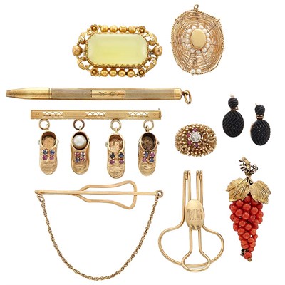 Lot 1438 - Group of Gold, Low Karat Gold, Gold-Filled and Metal Jewelry