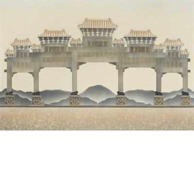 Lot 119 - Twentieth Century School Pagoda Oil on canvas...