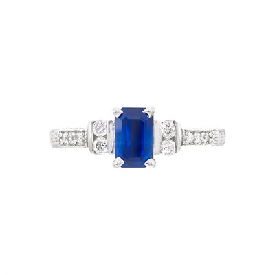 Lot 1133 - White Gold, Sapphire and Diamond Ring