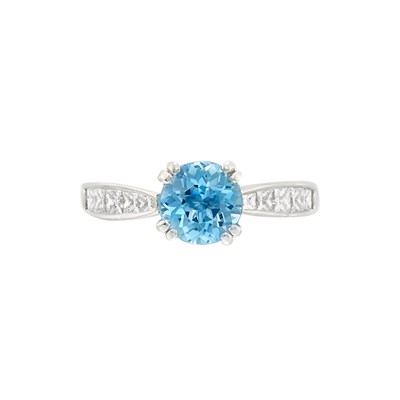 Lot 1134 - Platinum, Aquamarine and Diamond Ring