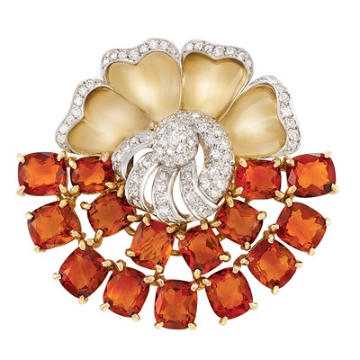Lot 53 - Gold, Platinum, Citrine and Diamond Clip