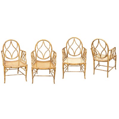 Lot 136 - Set of Four Regency Painted and Caned...