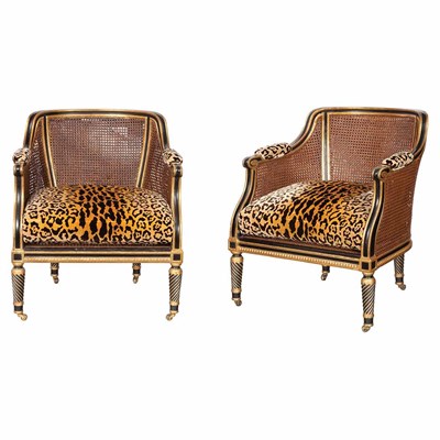 Lot 153 - Pair of Regency Style Black Painted and Parcel...
