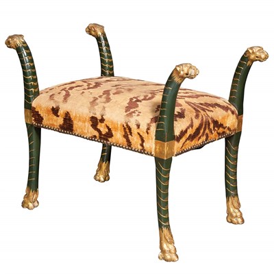 Lot 155 - Continental Painted and Parcel Gilt Stool...