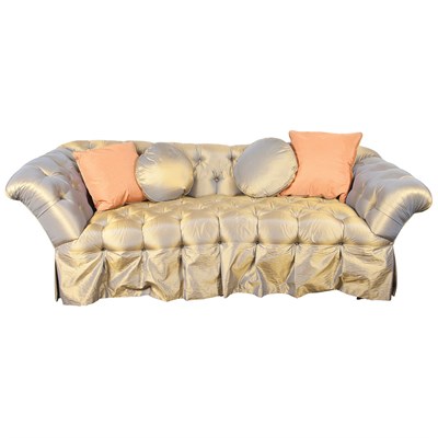 Lot 164 - Silk Upholstered Tufted Sofa Reputedly...