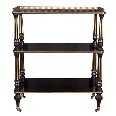 Lot 177 - Victorian Style Black Painted and Parcel Gilt...