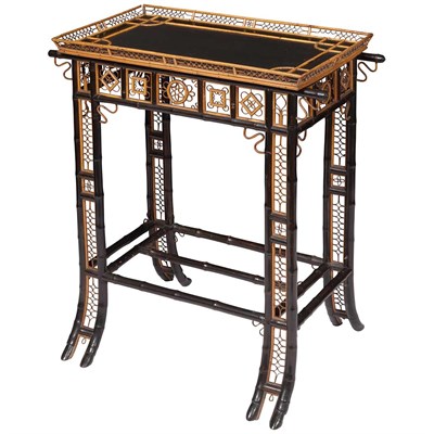Lot 176 - Chinese Export Bamboo and Black Painted Side...