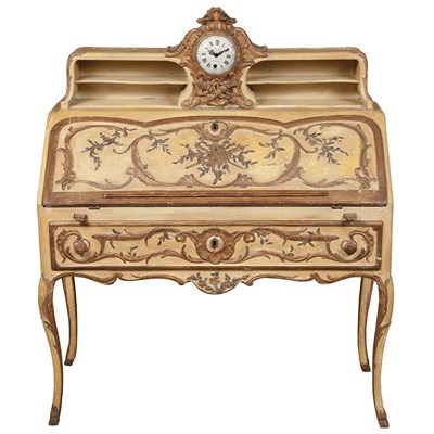 Lot 190 - Louis XV Painted and Parcel Gilt Bureau de...