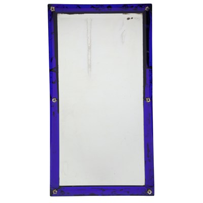 Lot 195 - Queen Anne Style Blue Glass Framed Mirror With...