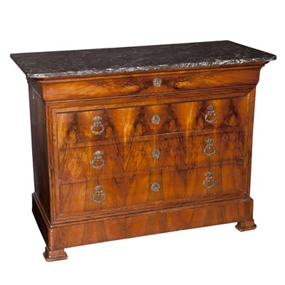 Lot 188 - Louis Philippe Marble Top Walnut Commode...
