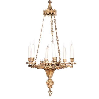 Lot 348 - Gothic Revival Gilt-Bronze Six-Light...