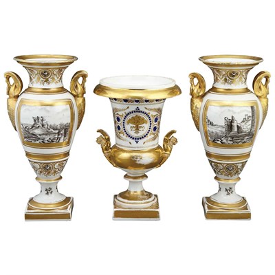 Lot 356 - Pair of Paris Porcelain Vases Early 19th...