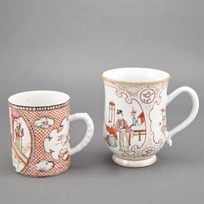 Lot 429 - Two Chinese Export Famille Rose Porcelain Mugs...