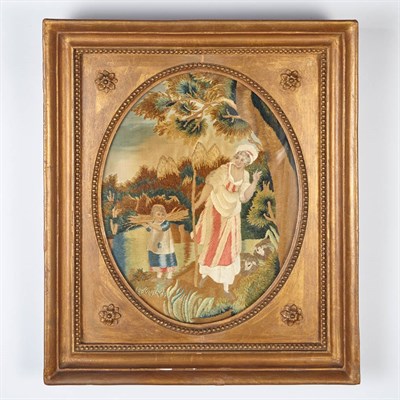 Lot 458 - Regency Silk Embroidered Picture First quarter...