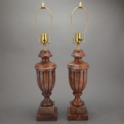 Lot 478 - Pair of Neoclassical Style Marble Lamps Height...