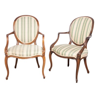 Lot 470 - Pair of Georgian Style Mahogany Armchairs