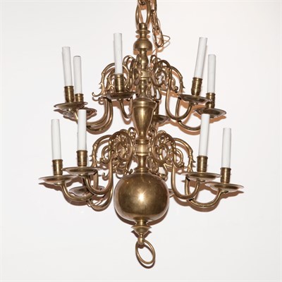 Lot 389 - Dutch Baroque Style Twelve-Light Brass...